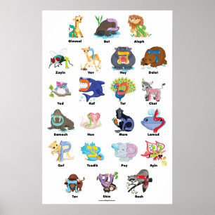 Hebreeuws Poster Aleph Bet (Alphabet), 24 x 36 inc