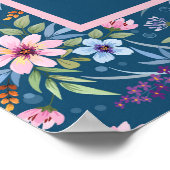 Hebreeuws Shema Prayer Spring Flowers Pink Blue Ar Poster (Hoek)