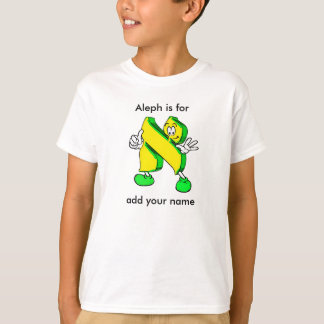 Hebreeuwse Cartoon Alef Character Long Meve T-shir T-shirt