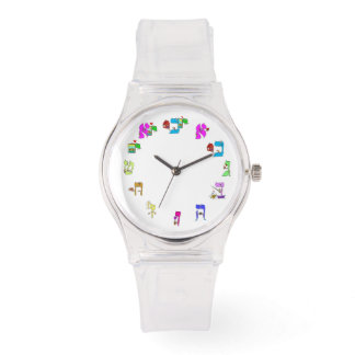 Hebreeuwse cartoon letters horloge