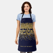 Hebreeuwse Chanoeka licht op nacht goud / marine g Schort (Gedragen)