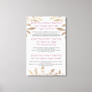 Hebreeuwse en Engelse zegeningen voor Hanukkah Canvas Afdruk