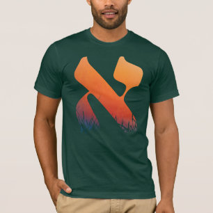 Hebreeuwse letter alef Oranje zonsopkomst zonsonde T-shirt