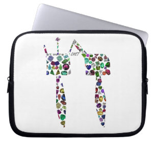 Hebreeuwse letter 'CHET' gemaakt met diamanten en Laptop Sleeve