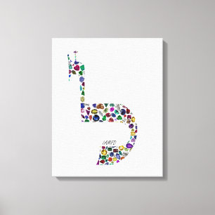 Hebreeuwse letter "LAMED", gemaakt met edelstenen Canvas Afdruk
