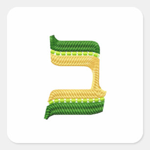 Hebreeuwse letters borduursel-stijl weddenschap vierkante sticker