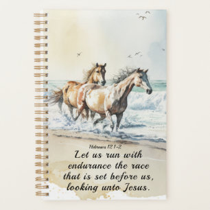 Hébreux 12 1-2 Courir avec Endurance Bible Cheval