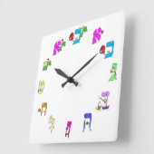 Hebrew alfabet clock vierkante klok (Hoek)