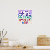 Hebrew Chag Purim Sameach Joyful Colorful Poster (Keuken)