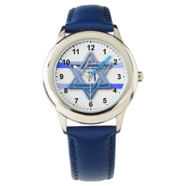 Hebrew Chai Jewish Star van David Horloge (Voorkant)