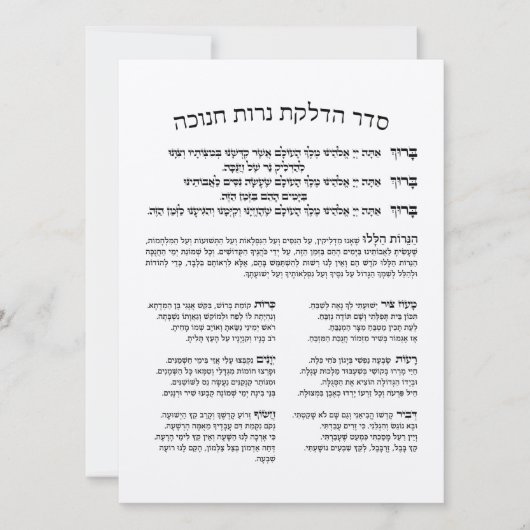 Hebrew Hadlakat Nerot Chanukah - Blessings Menorah (Voorkant)