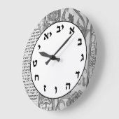 Hebrew Number Horloge juive Lettres gris Vintage (Angle)