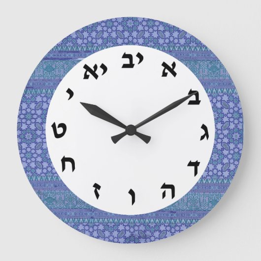 Hebrew Numbers Horloge Juive Heure Lettres Judaica (Recto)
