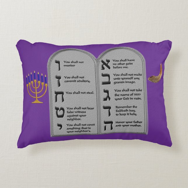 Hebrew Ten Commandments Pillow Accent Kussen (Voorkant)