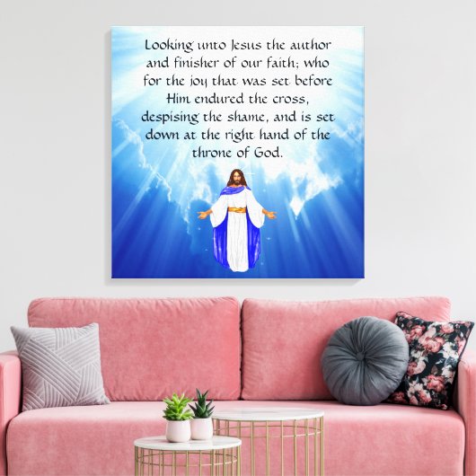 Hebrews 12:2 canvas afdruk (Insitu (Woonkamer))