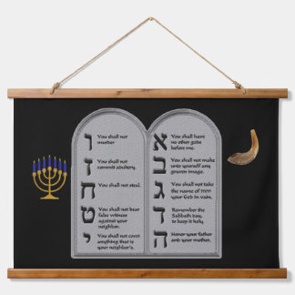 HEBREWSE NUMMER TIEN GEBODEN HANGEND WANDKLEED