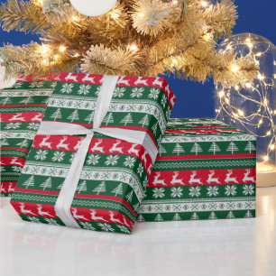 Hebzucht en rode kerst trui Vintage Kerstmis Cadeaupapier