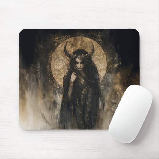 Hecate Godin van Hekserij Drievoudige Maan Godin 5 Muismat (Met muis)