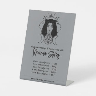 Hecate Moon Fasen Zwart & Grijs Prijslijst Reclamebord Met Voetstuk