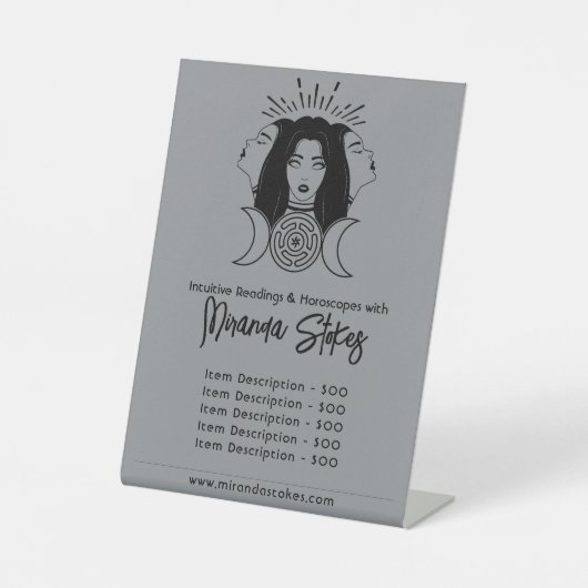 Hecate Moon Fasen Zwart & Grijs Prijslijst Reclamebord Met Voetstuk (Voorkant)