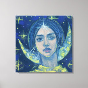 Hecate, moongodin, pastelschilderingen, fantasieku canvas afdruk