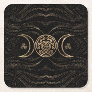 Hecate Wheel Triple Moon Vierkante Kartonnen Onderzetter