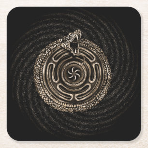 Hecate Wiel met outroboros Vierkante Kartonnen Onderzetter