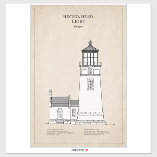 Heceta Head vuurtoren - Oregon - SBD Sticker (Vel)