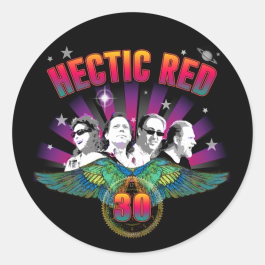 Hectisch rood 30 jaar ronde sticker (Voorkant)