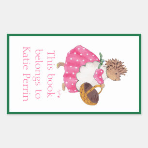 Heddy hedgehog bookplate rechthoekige sticker