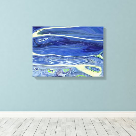 Hedendaags abstract blauw swirl design canvas afdruk (Insitu (Houten vloer))