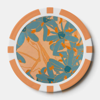 Hedendaags bladontwerp in perzik poker chips