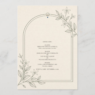 Hedendaags botanisch boog bruiloftsmenu menu