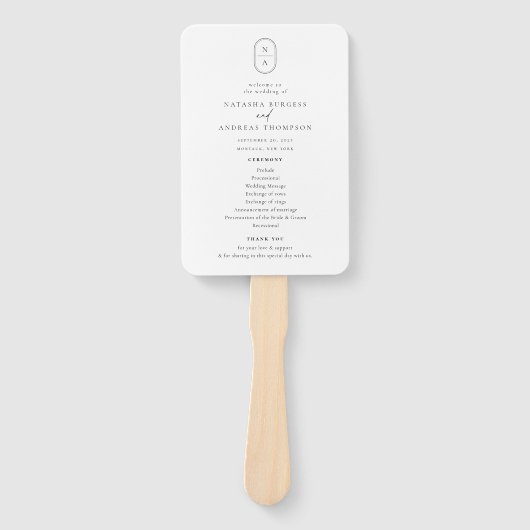 Hedendaags Chic Monogram Huwelijksprogramma Handwaaier (Voorkant)