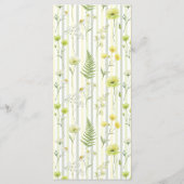 Hedendaags Citrus Groen Wildbloem Streep Bruilofts Menu (Achterkant)