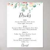 Hedendaags Eucalyptus Bruiloftsdranken Menukaart B Poster (Voorkant)