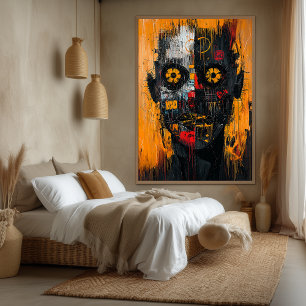 Hedendaags expressionistisch stadschaosportret canvas afdruk
