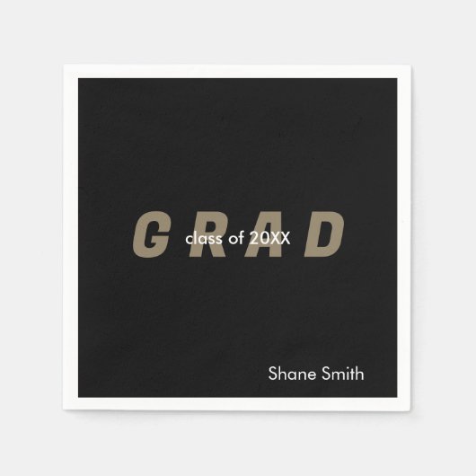 Hedendaags gepersonaliseerd zwart Afstuderen Servet (Voorkant)