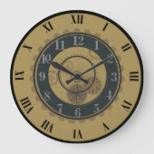 Hedendaags Goud, Bruin, Steampunk wandklok Grote Klok (Voorkant)