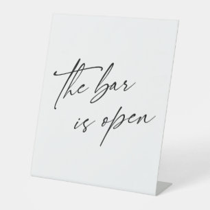 Hedendaags handschrift De bar is open Reclamebord Met Voetstuk