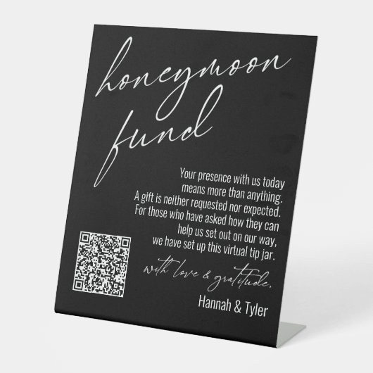 Hedendaags Honeymoon Fonds QR Code Black Reclamebord Met Voetstuk (Voorkant)