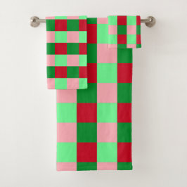 Hedendaags kerst dambordpatroon bad handdoek