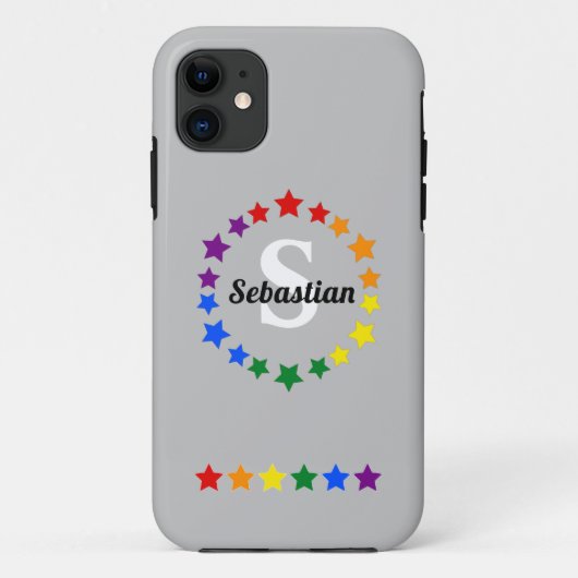 Hedendaags LGBT Gay Pride Stars Monogram & Naam Case-Mate iPhone Case (Achterkant)