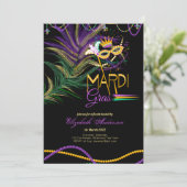 Hedendaags MARDI GRAS Veren Oogmasker Kralen Kaart (Staand voorkant)