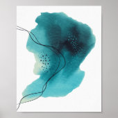 hedendaags modern Abstract Blauwgroen Groen Zwart Poster (Voorkant)