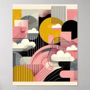 Hedendaags Modern Abstract Roze Geel Zwart Poster