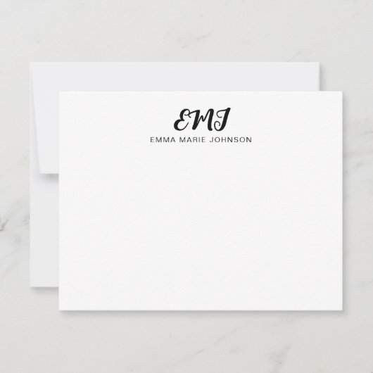 Hedendaags Modern Bold Script Monogram Notitiekaartje (Voorkant)