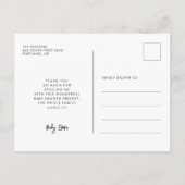 Hedendaags modern zwart Baby shower dank u Briefkaart (Achterkant)