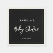 Hedendaags modern zwart Baby shower Servet (Voorkant)