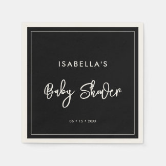 Hedendaags modern zwart Baby shower Servet